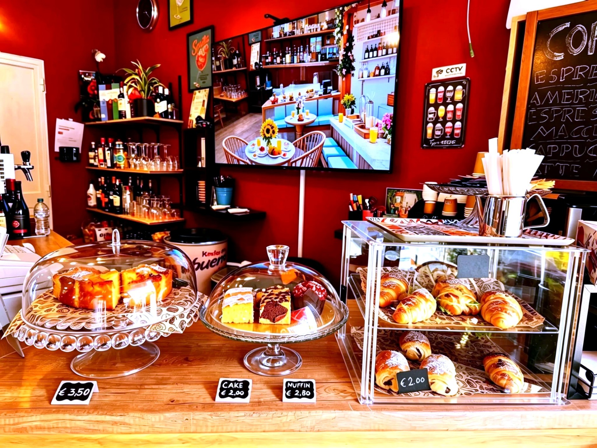 Origini coffee counter in Swieqi with fresh croissants, cornetti and cakes for takeaway
